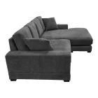 Reversible sofa Cornerdo pakoworld fabric in dark grey color 265x175x85cm