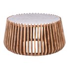 Coffee table Mable pakoworld mango wood in natural color and marble look surface D80x45cm