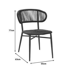   Aluminum-pe rattan chair Agus pakoworld stackable in black shade 55x63x77cm