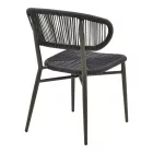 Aluminum-pe rattan chair Agus pakoworld stackable in black shade 55x63x77cm