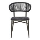 Aluminum-pe rattan chair Agus pakoworld stackable in black shade 55x63x77cm