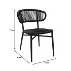 Aluminum-pe rattan chair Agus pakoworld stackable in black shade 55x63x77cm