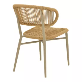   Aluminum brown-pe rattan chair Agus pakoworld stackable in brown shade 55x63x77cm