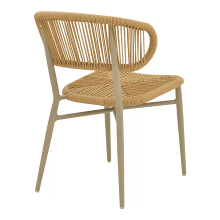 Aluminum brown-pe rattan chair Agus pakoworld stackable in brown shade 55x63x77cm