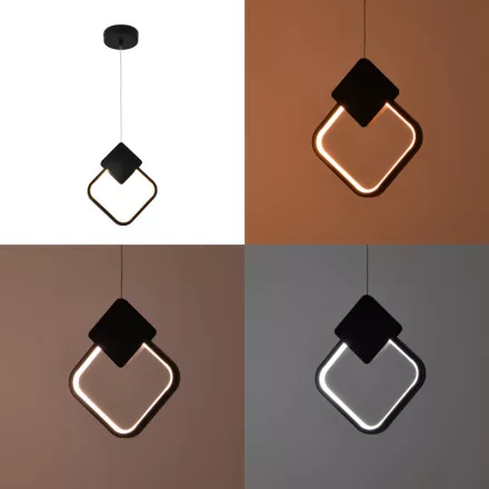 Ceiling luminaire led Gardio I pakoworld metal in black color 23x2x23cm