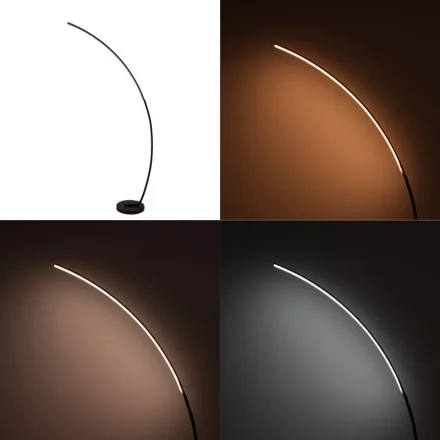 Floor lamp Urena pakoworld led metal in black color 70x28x165cm