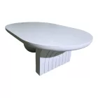 Coffee table Kane pakoworld solid acacia wood in white color 110x72x38cm