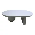 Coffee table Kane pakoworld solid acacia wood in white color 110x72x38cm