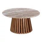 Coffee table Mable pakoworld solid acacia wood in natural color and marble top D100x45cm