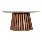 Coffee table Mable pakoworld solid acacia wood in natural color and marble top D100x45cm