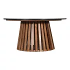 Coffee table Mable pakoworld solid acacia wood in natural color and black marble top D100x45cm