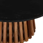 Coffee table Mable pakoworld solid acacia wood in natural color and black marble top D100x45cm