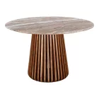 Table Mable pakoworld solid acacia wood in natural color and marble top D120x76cm