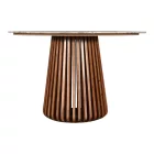 Table Mable pakoworld solid acacia wood in natural color and marble top D120x76cm