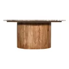 Coffee table Sergy pakoworld solid acacia wood in natural color and marble top D90x40cm