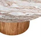 Coffee table Sergy pakoworld solid acacia wood in natural color and marble top D90x40cm