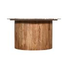 Coffee table Sergy pakoworld solid acacia wood in natural color and marble top D70x35cm
