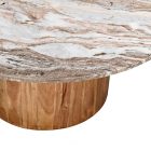 Coffee table Sergy pakoworld solid acacia wood in natural color and marble top D70x35cm