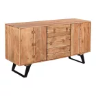 Buffet Leontina pakoworld solid acacia wood in natural color and black metal leg 150x45x86cm