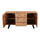Buffet Leontina pakoworld solid acacia wood in natural color and black metal leg 150x45x86cm