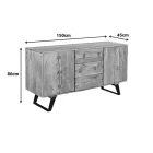 Buffet Leontina pakoworld solid acacia wood in natural color and black metal leg 150x45x86cm