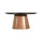 Coffee table Ezerdian pakoworld solid acacia wood in natural color and black marble table top D90x45cm