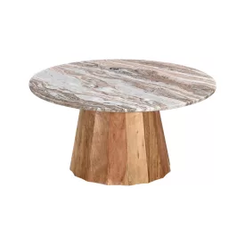   Coffee table Ezerdian pakoworld solid acacia wood in natural color and marble table top D90x45cm
