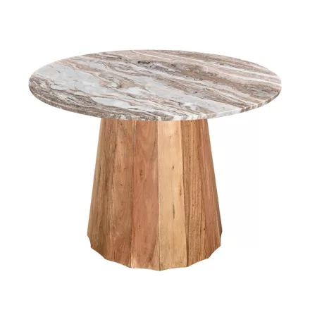 Table Ezerdian pakoworld solid acacia wood in natural color and marble table top D120x76cm