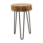 Tripp I side table pakoworld solid acacia wood in natural shade-black metal legs D32x47cm