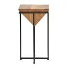 Side table Miles II pakoworld solid acacia wood in natural shade with black metal legs 29x29x54cm
