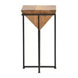   Side table Miles II pakoworld solid acacia wood in natural shade with black metal legs 29x29x54cm
