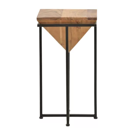 Side table Miles II pakoworld solid acacia wood in natural shade with black metal legs 29x29x54cm