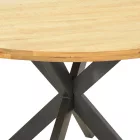 Royalty I table pakoworld solid mango wood 4cm in natural shade-black metal leg D130x77cm
