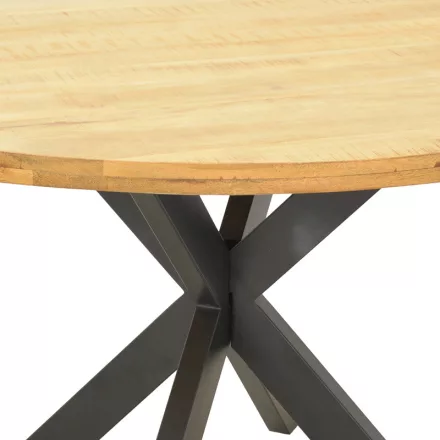 Royalty I table pakoworld solid mango wood 4cm in natural shade-black metal leg D130x77cm