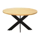Royalty I table pakoworld solid mango wood 4cm in natural shade-black metal leg D130x77cm
