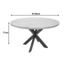 Royalty I table pakoworld solid mango wood 4cm in natural shade-black metal leg D130x77cm