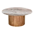 Coffee table Sergy pakoworld set 2 pieces solid acacia wood in natural color and marble top