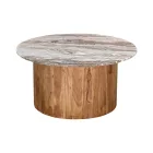 Coffee table Sergy pakoworld set 2 pieces solid acacia wood in natural color and marble top