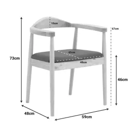   Armchair Joube pakoworld natural color rubberwood and black pu cushion 59x48x73cm