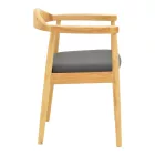 Armchair Joube pakoworld natural color rubberwood and black pu cushion 59x48x73cm