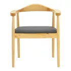 Armchair Joube pakoworld natural color rubberwood and black pu cushion 59x48x73cm