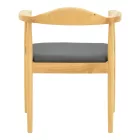 Armchair Joube pakoworld natural color rubberwood and black pu cushion 59x48x73cm