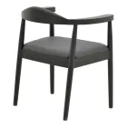 Armchair Joube pakoworld black color rubberwood and black pu cushion 59x48x73cm