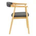 Sandi pakoworld rubberwood armchair in natural shade with black pu cushion 50x60x80cm