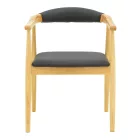 Sandi pakoworld rubberwood armchair in natural shade with black pu cushion 50x60x80cm