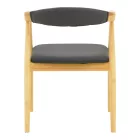 Sandi pakoworld rubberwood armchair in natural shade with black pu cushion 50x60x80cm