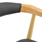 Sandi pakoworld rubberwood armchair in natural shade with black pu cushion 50x60x80cm