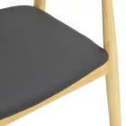 Sandi pakoworld rubberwood armchair in natural shade with black pu cushion 50x60x80cm