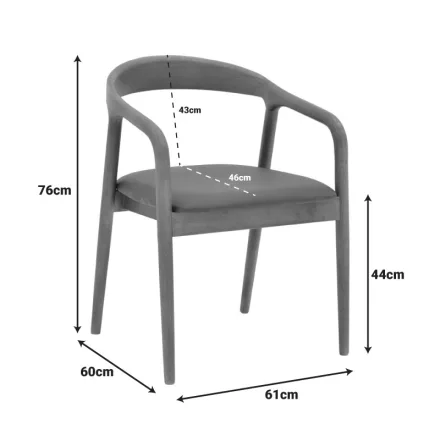 Hogie pakoworld rubberwood armchair in natural shade with black pu cushion 61x60x76cm