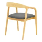 Hogie pakoworld rubberwood armchair in natural shade with black pu cushion 61x60x76cm